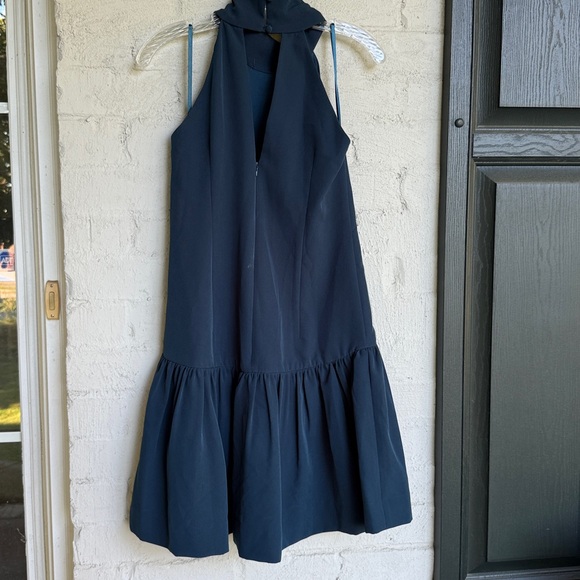NWT Milly Katelynn Drop-Waist Halter Mini Dress w Ruffle Hem Deep Teal Size 2 - Picture 9 of 14